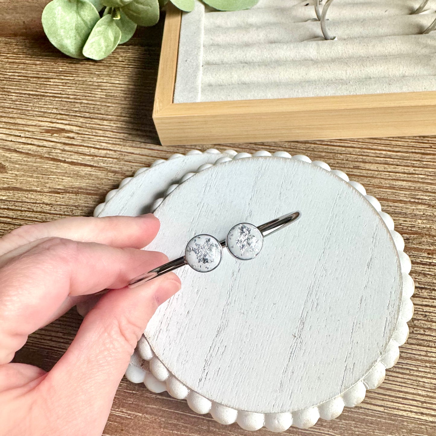 Bangle - Clay Bezels in Silver