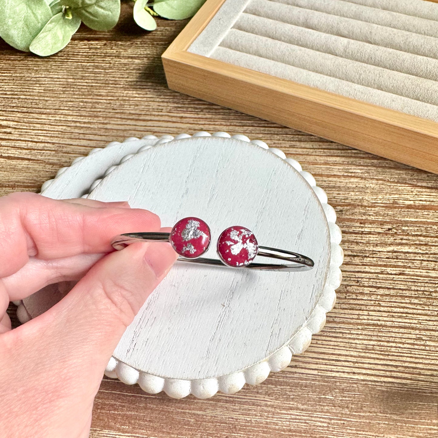 Bangle - Clay Bezels in Silver
