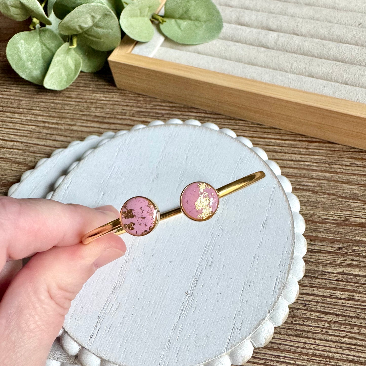 Bangle - Clay Bezels in Gold