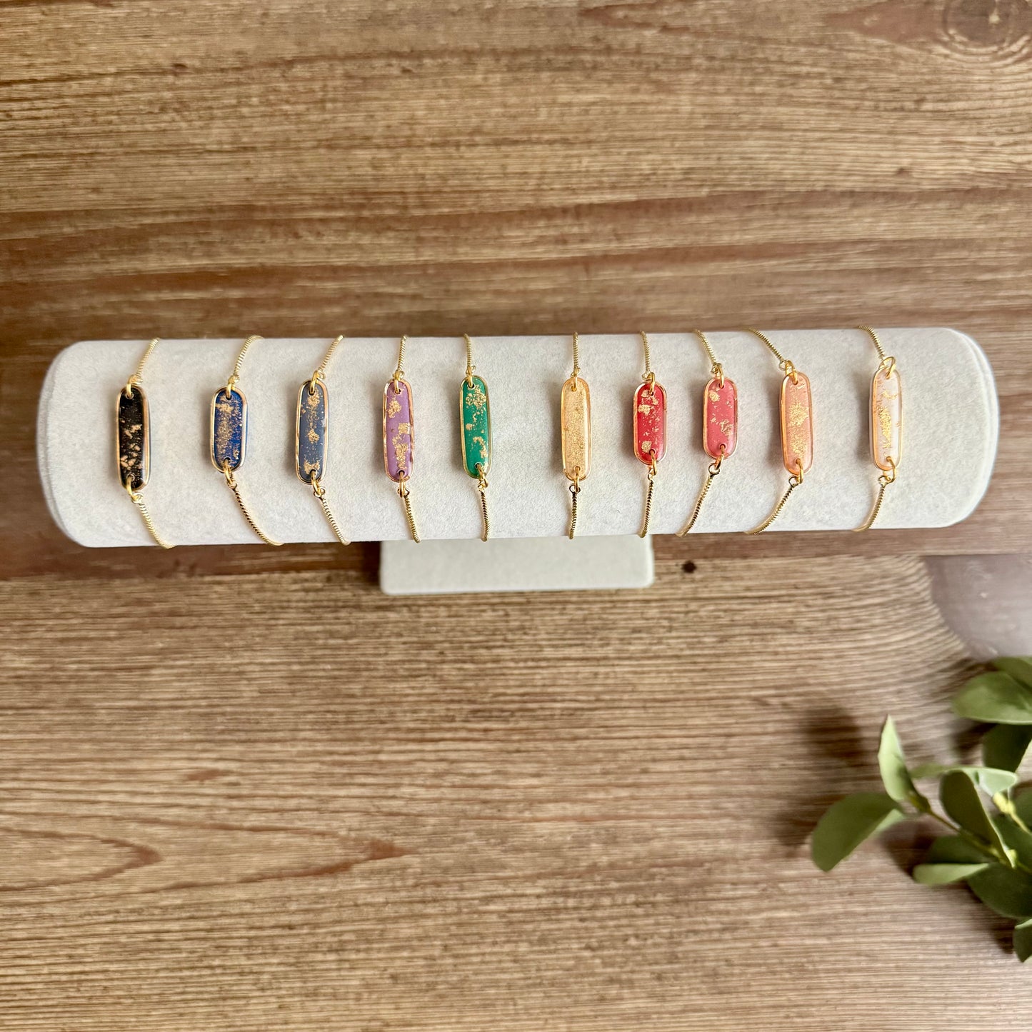 Bracelet - Clay Pendant Mini Gold Leaf