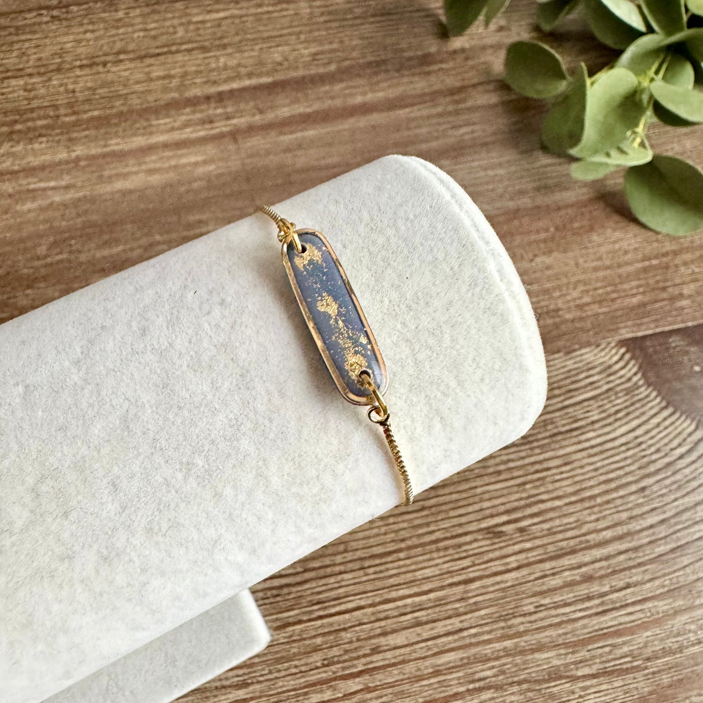 Bracelet - Clay Pendant Mini Gold Leaf