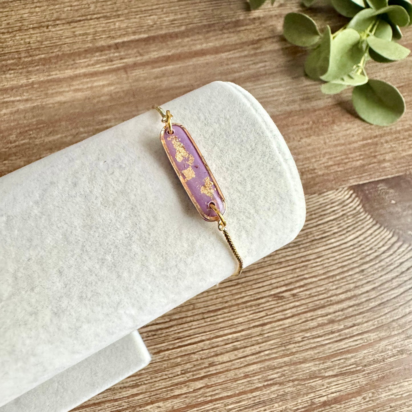 Bracelet - Clay Pendant Mini Gold Leaf