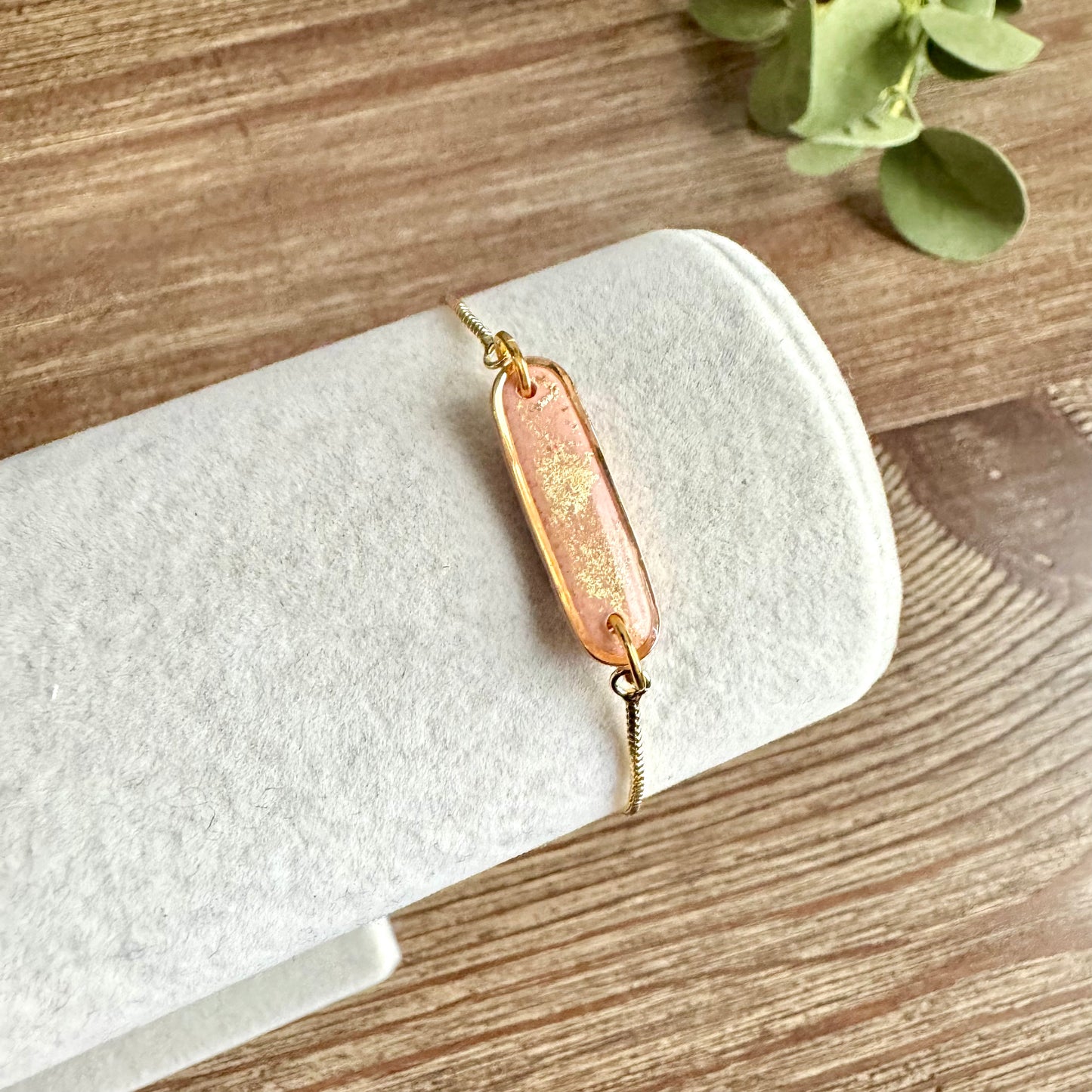 Bracelet - Clay Pendant Mini Gold Leaf