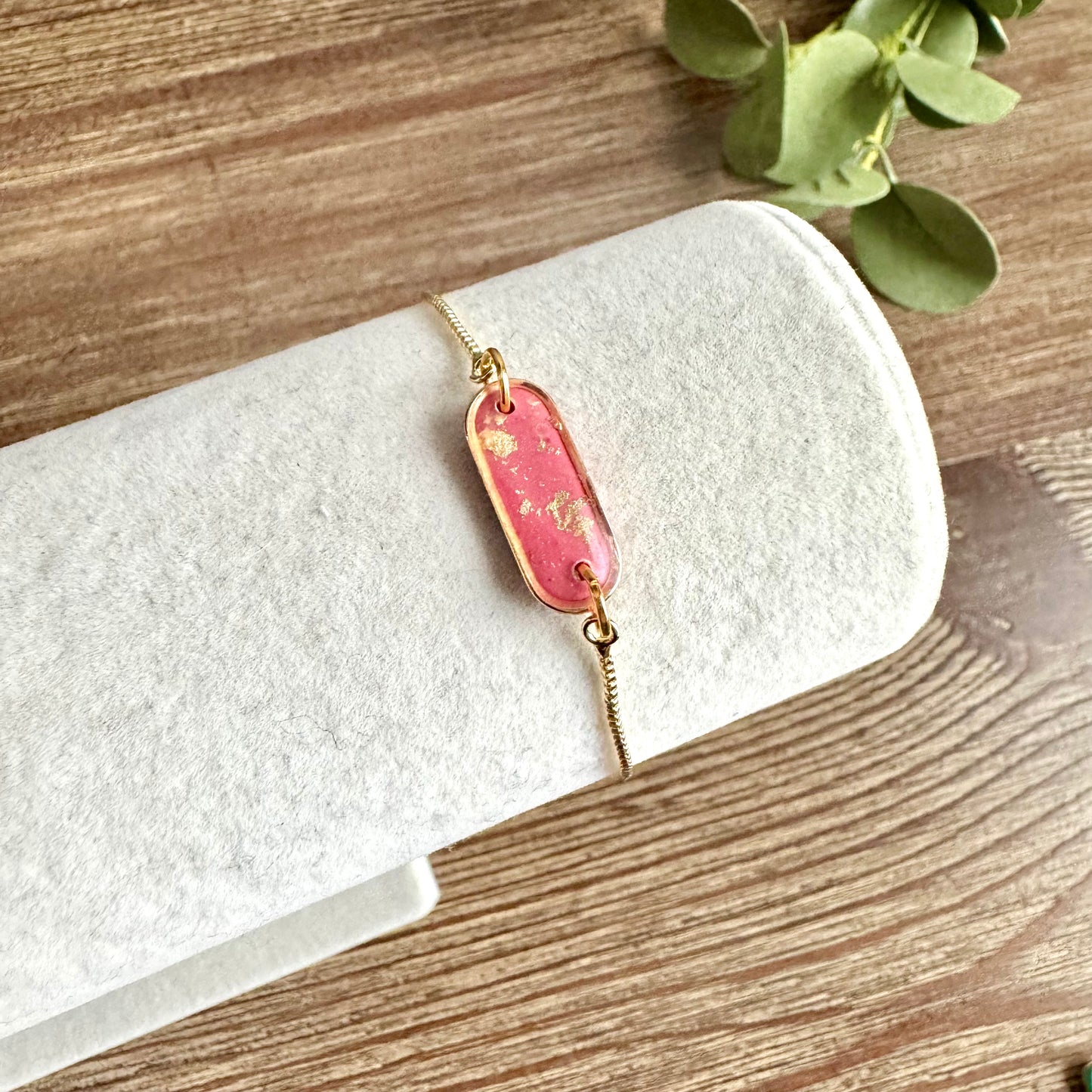 Bracelet - Clay Pendant Mini Gold Leaf
