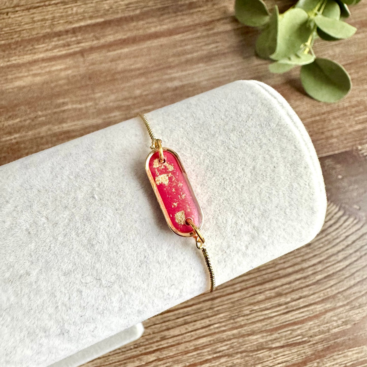 Bracelet - Clay Pendant Mini Gold Leaf
