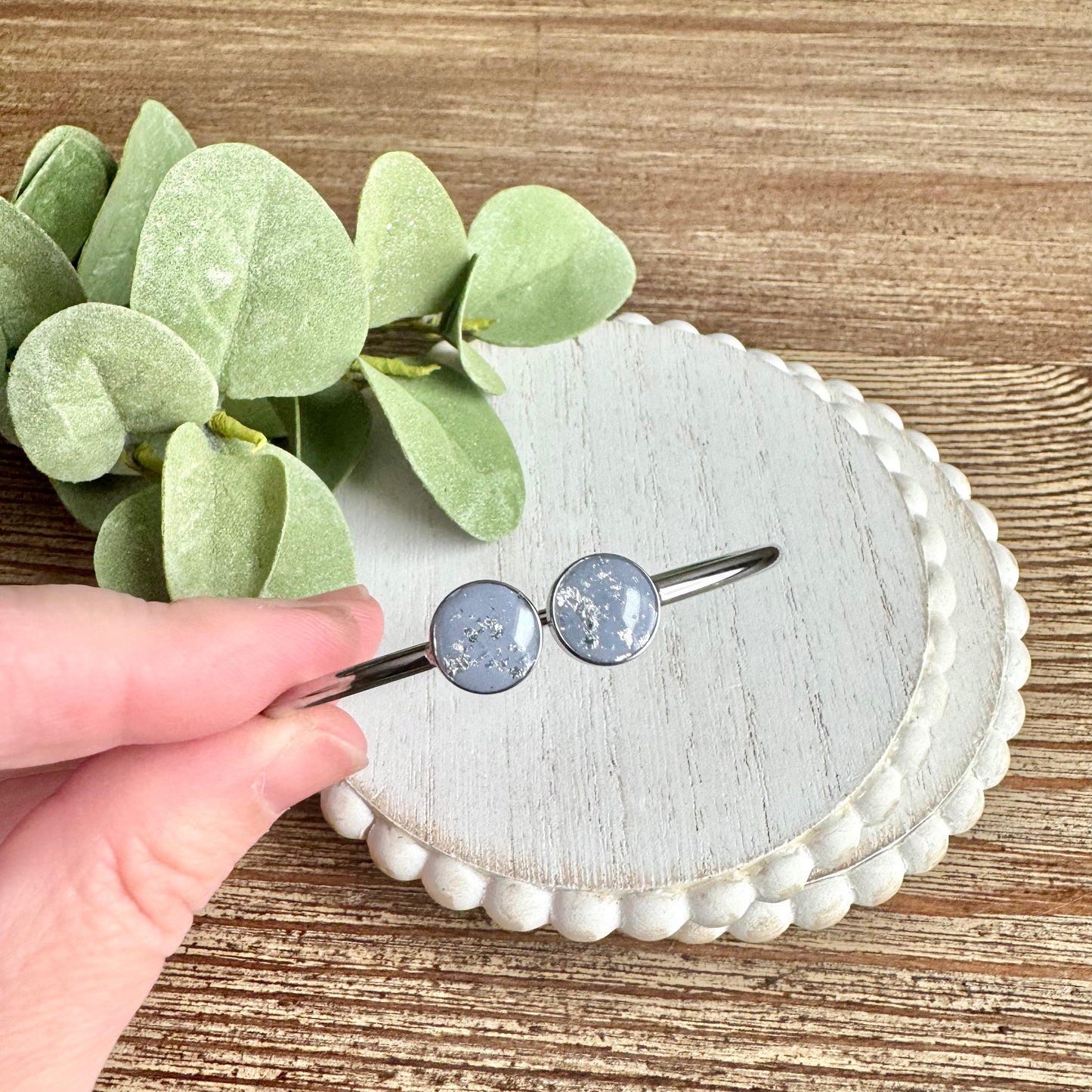 Bangle - Clay Bezels in Silver