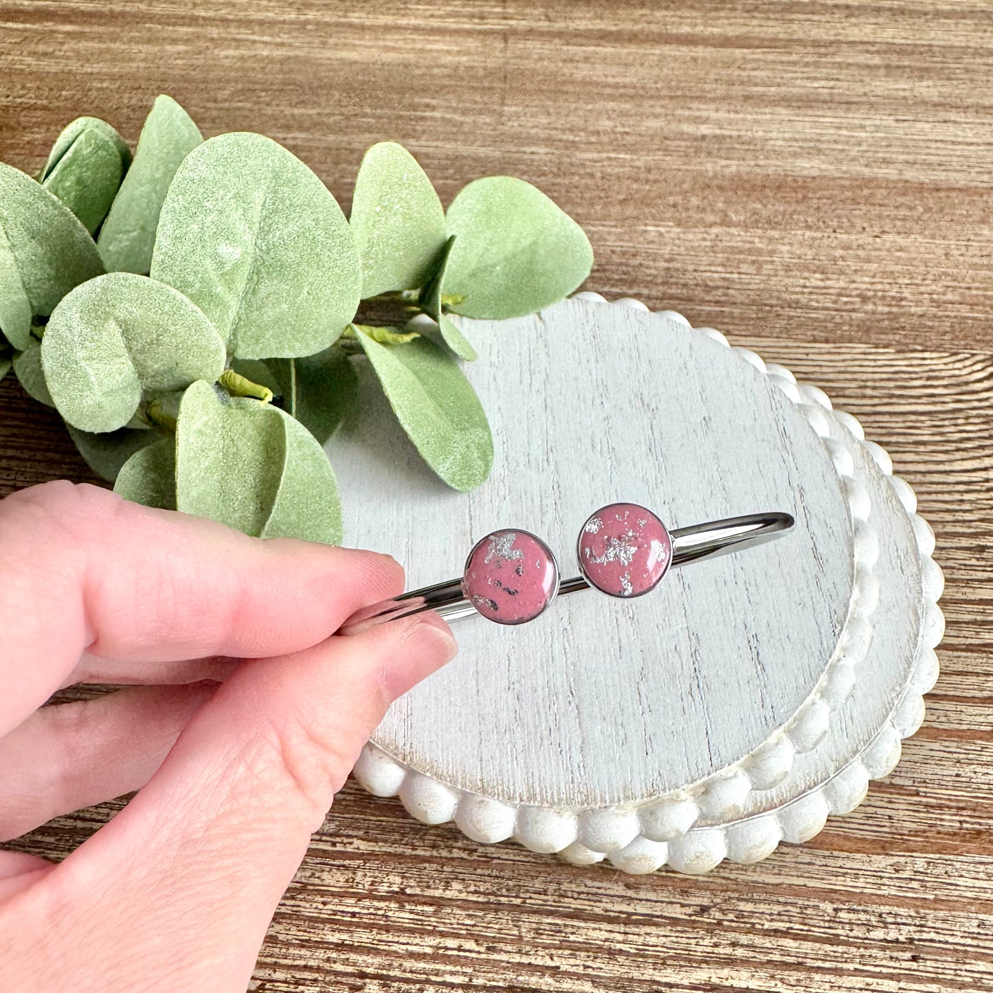 Bangle - Clay Bezels in Silver