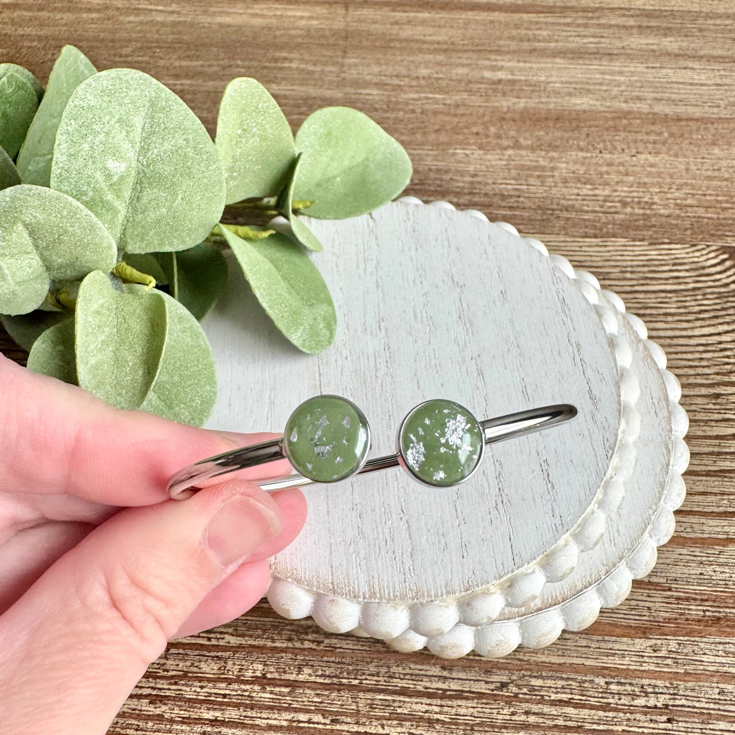 Bangle - Clay Bezels in Silver