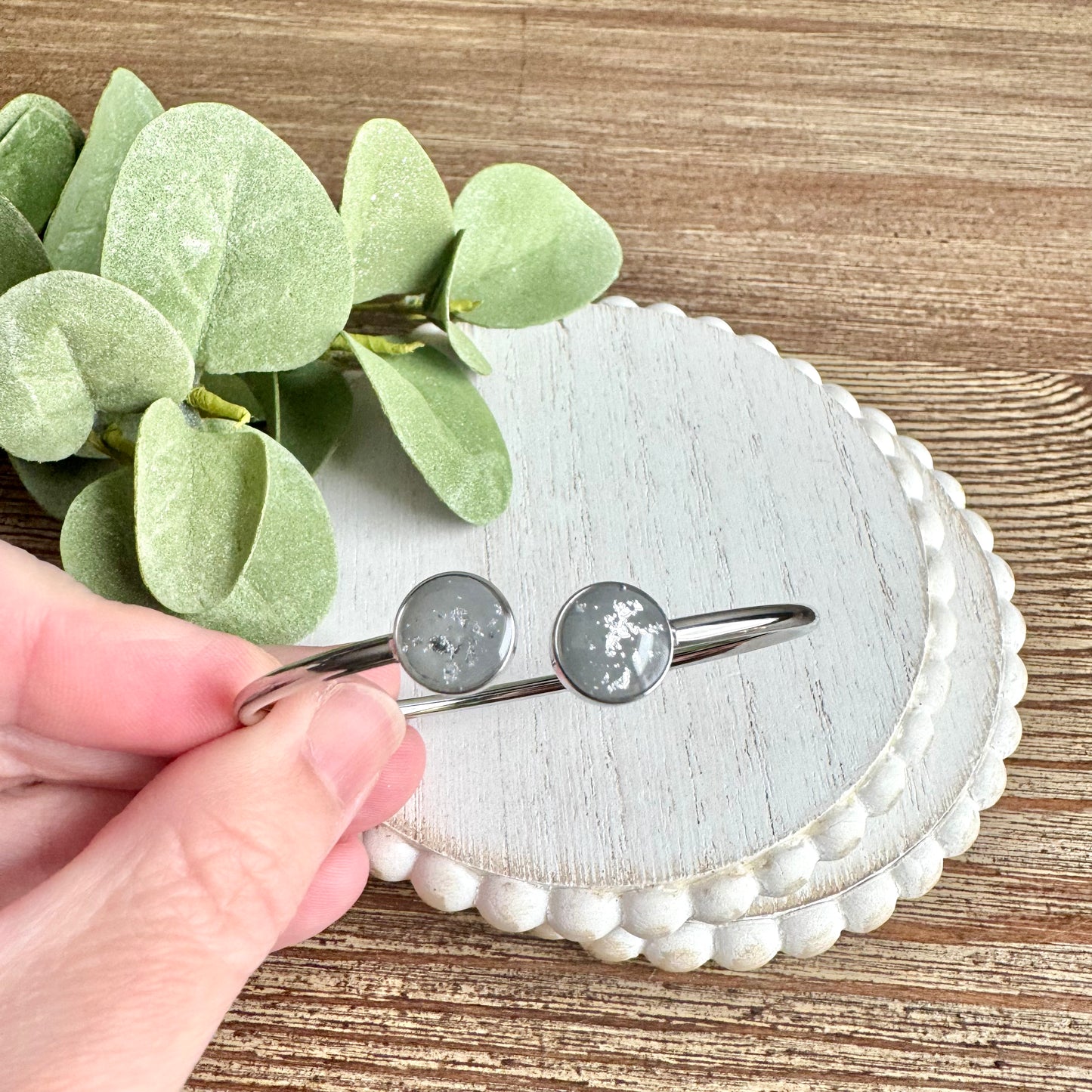 Bangle - Clay Bezels in Silver