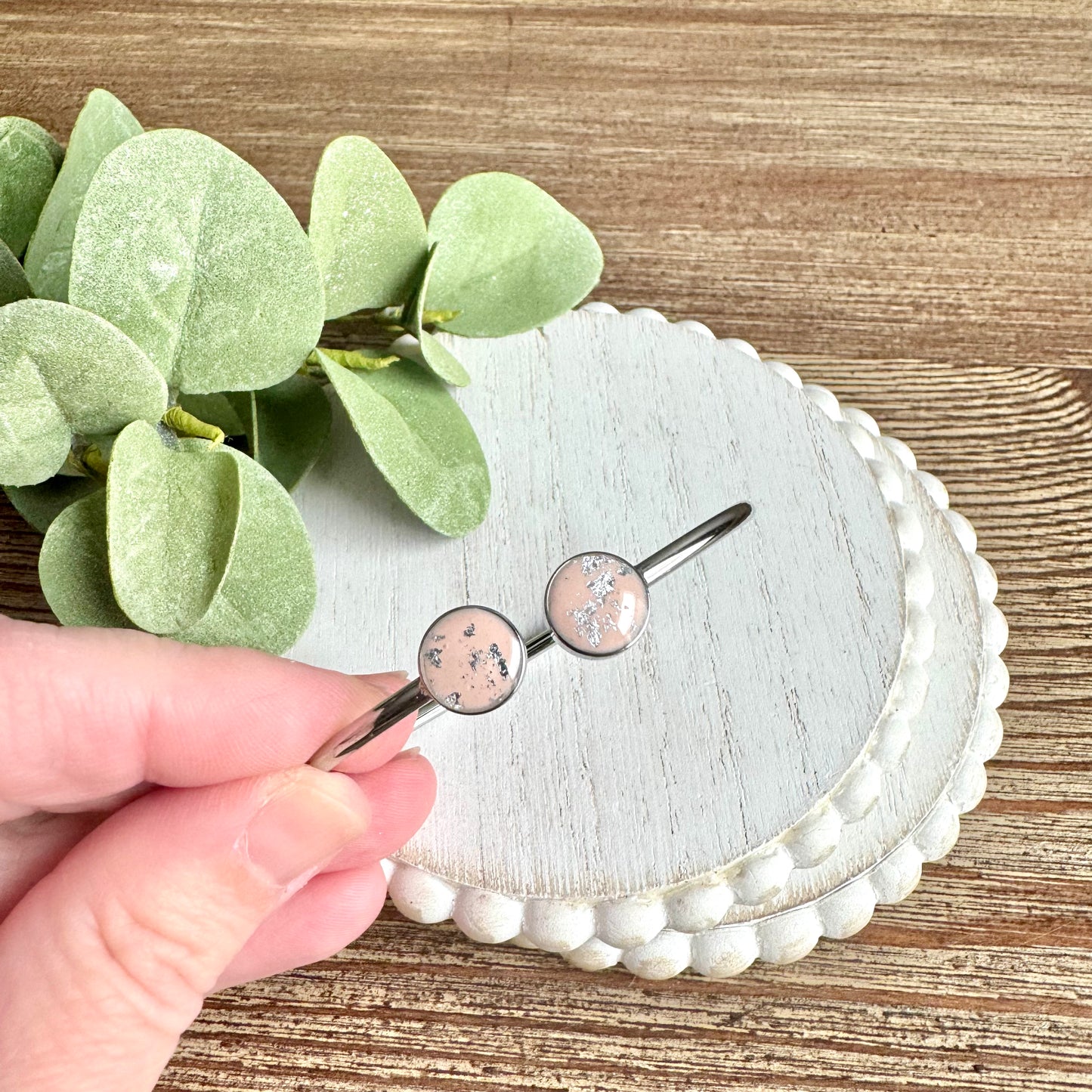 Bangle - Clay Bezels in Silver
