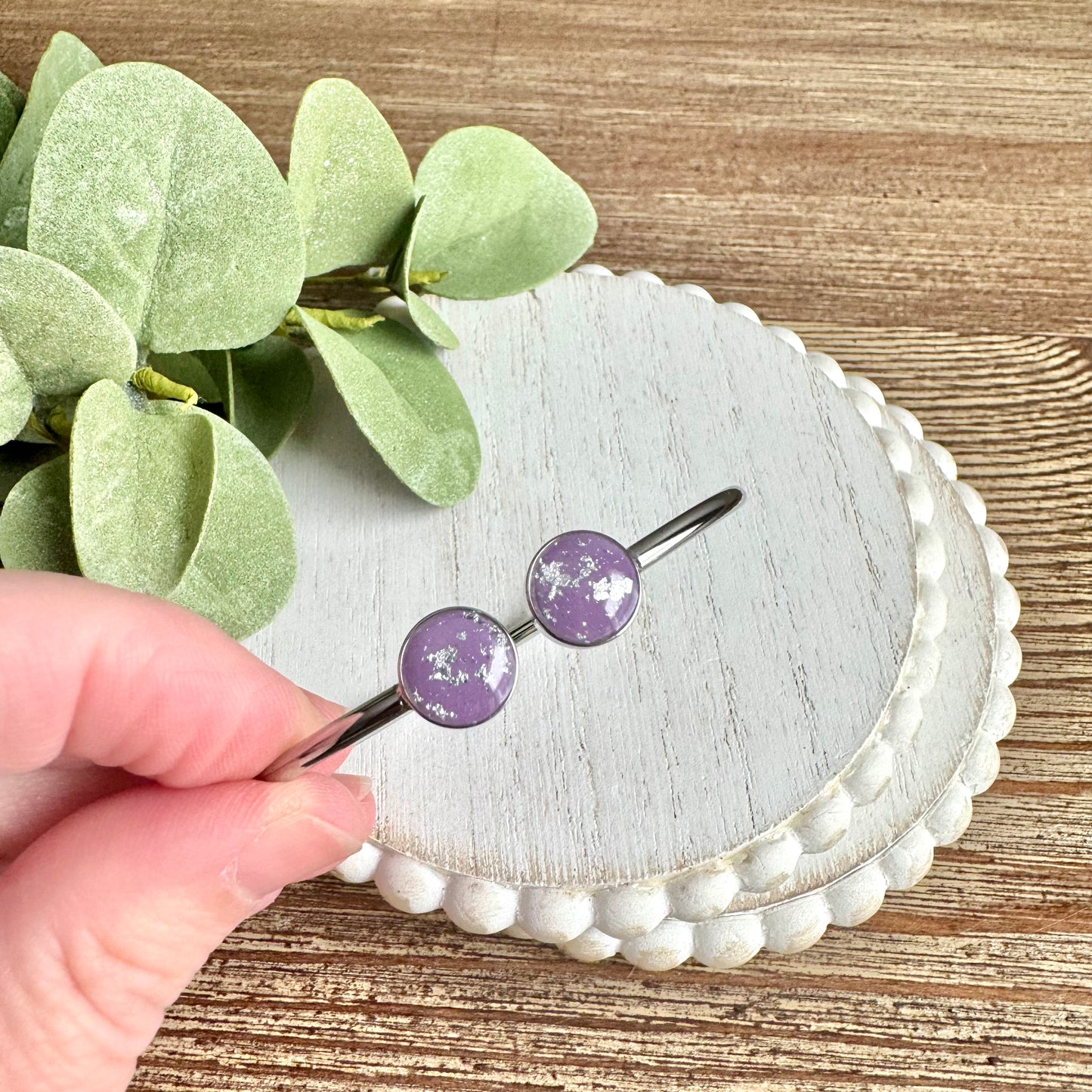 Bangle - Clay Bezels in Silver