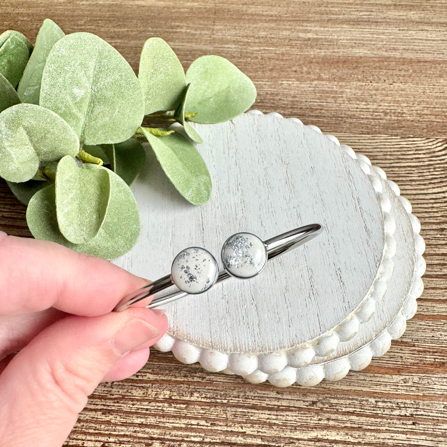 Bangle - Clay Bezels in Silver