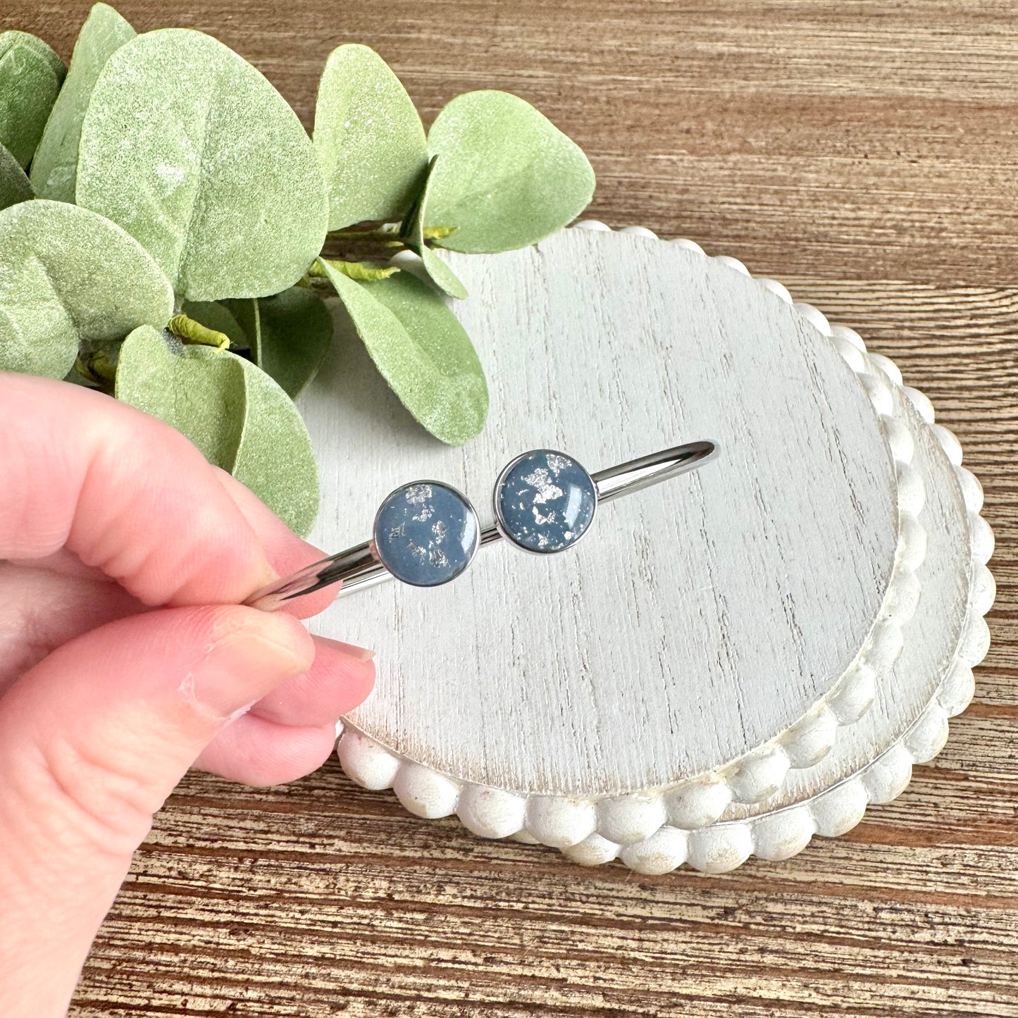 Bangle - Clay Bezels in Silver