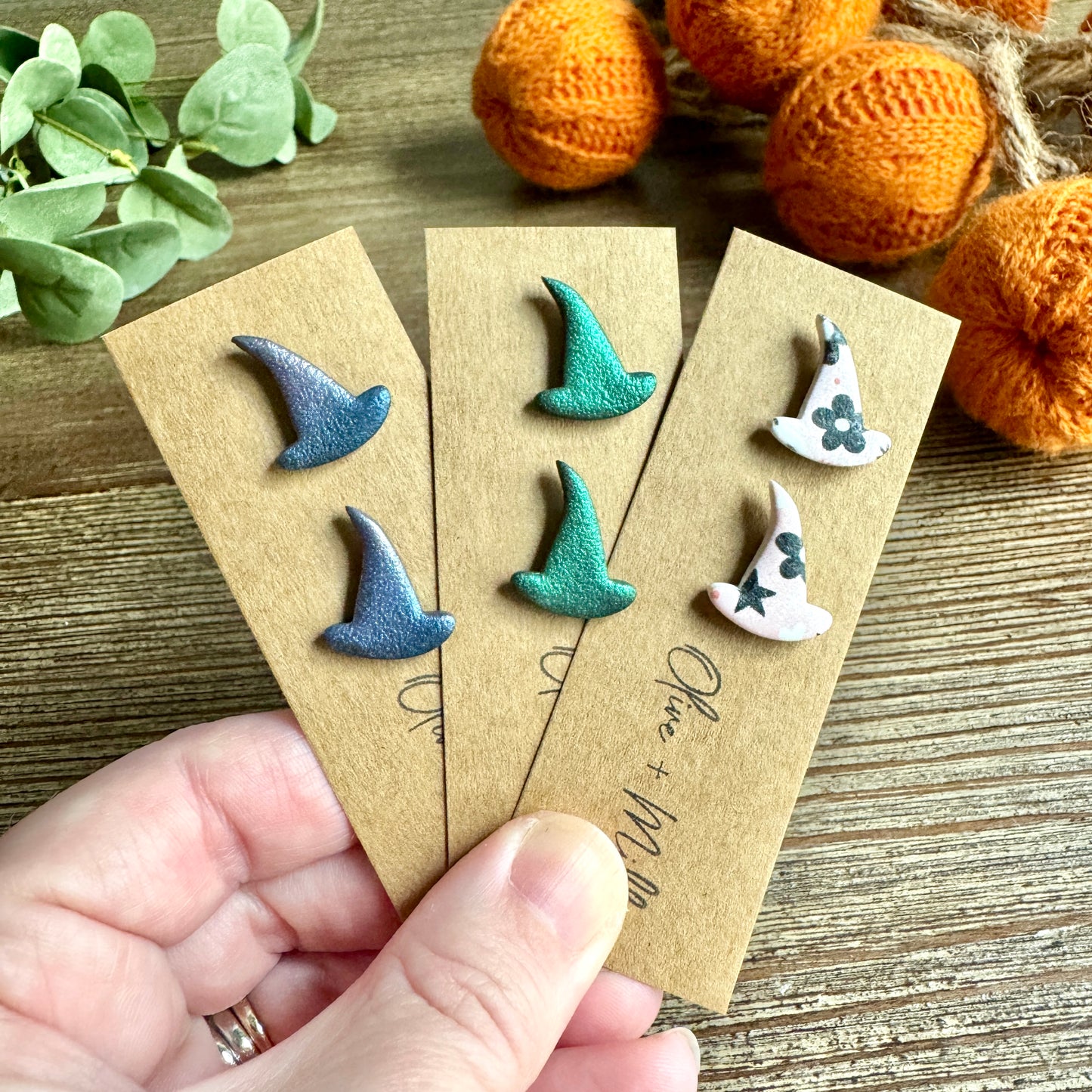 Halloween Witch Hat Studs