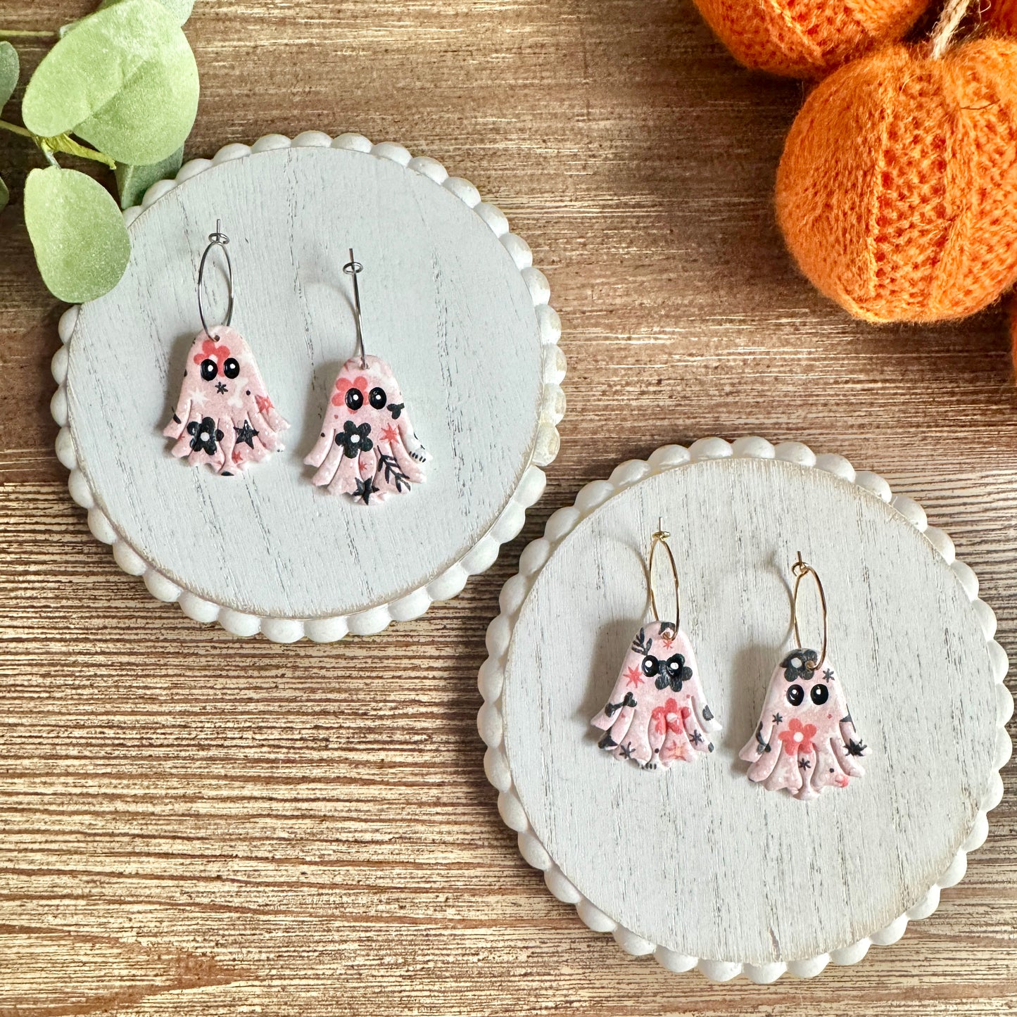 Halloween Printed Ghost Hoops