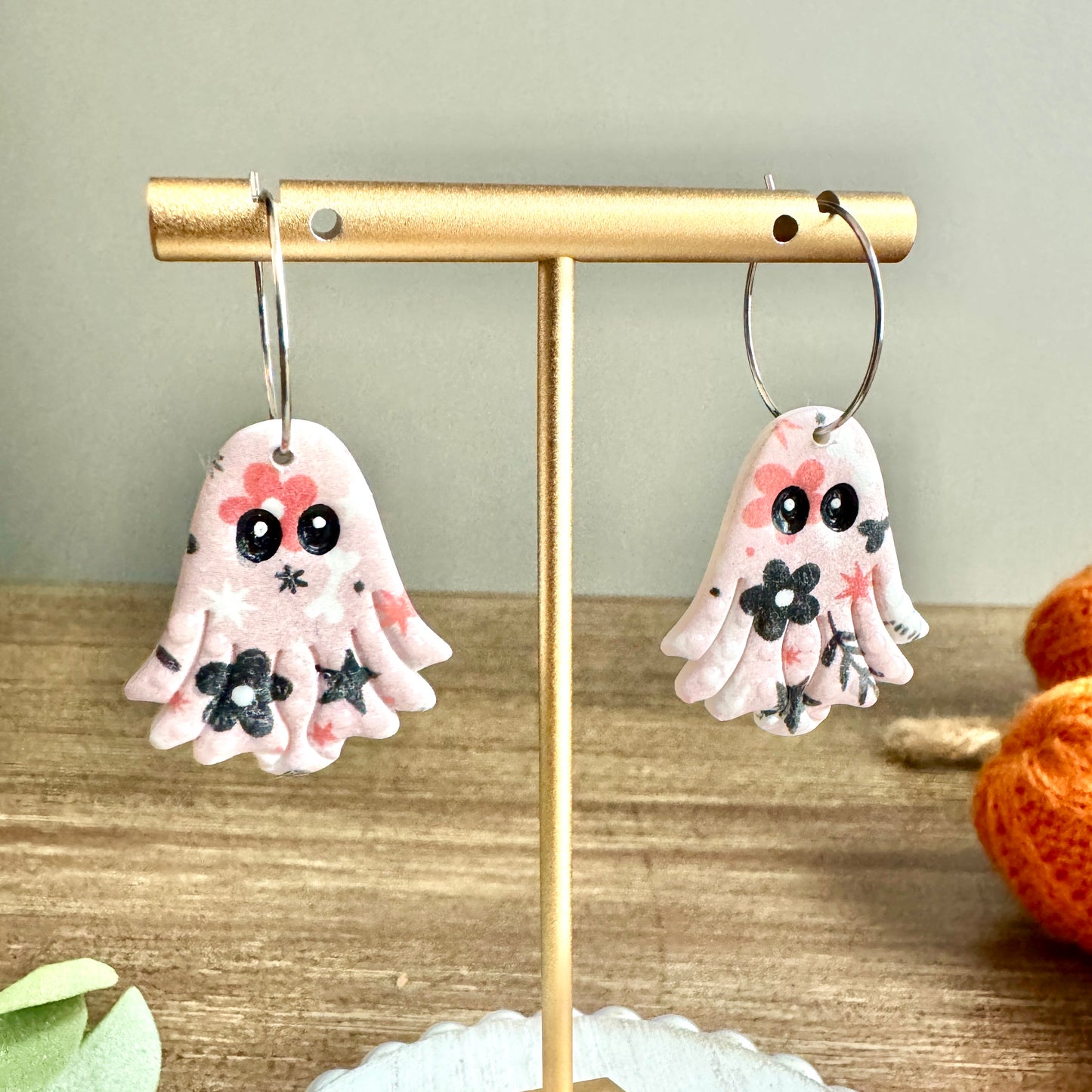 Halloween Printed Ghost Hoops