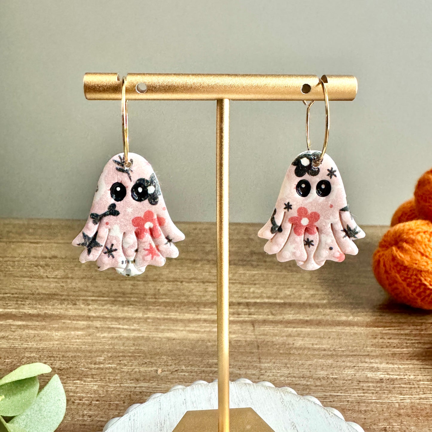 Halloween Printed Ghost Hoops