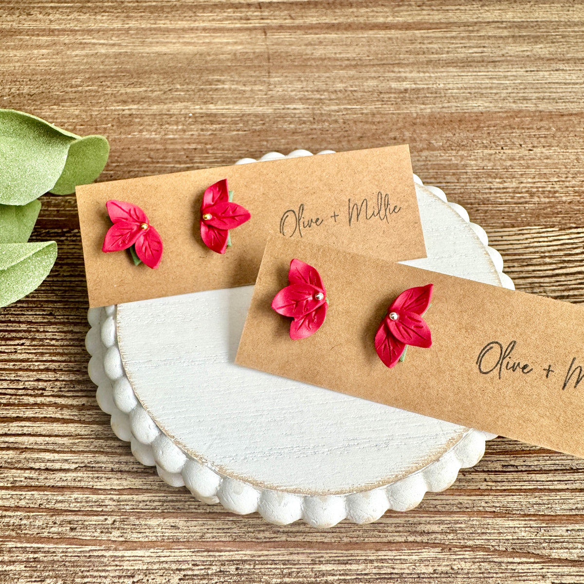 Christmas Poinsettia Studs