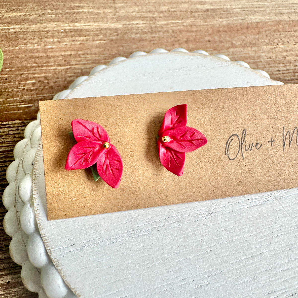 Christmas Poinsettia Studs