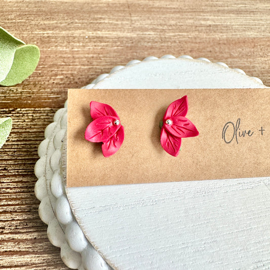 Christmas Poinsettia Studs