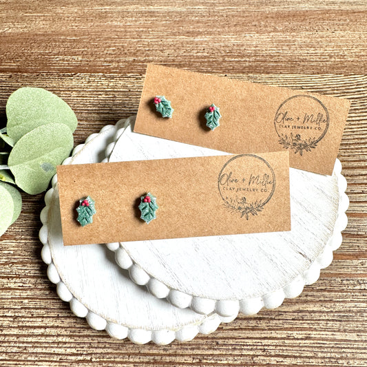 Christmas Mistletoe Studs
