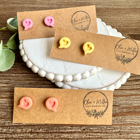 Valentine's Conversation Heart Bright Studs