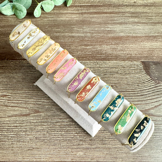 Bracelet - Clay Pendant Gold Leaf