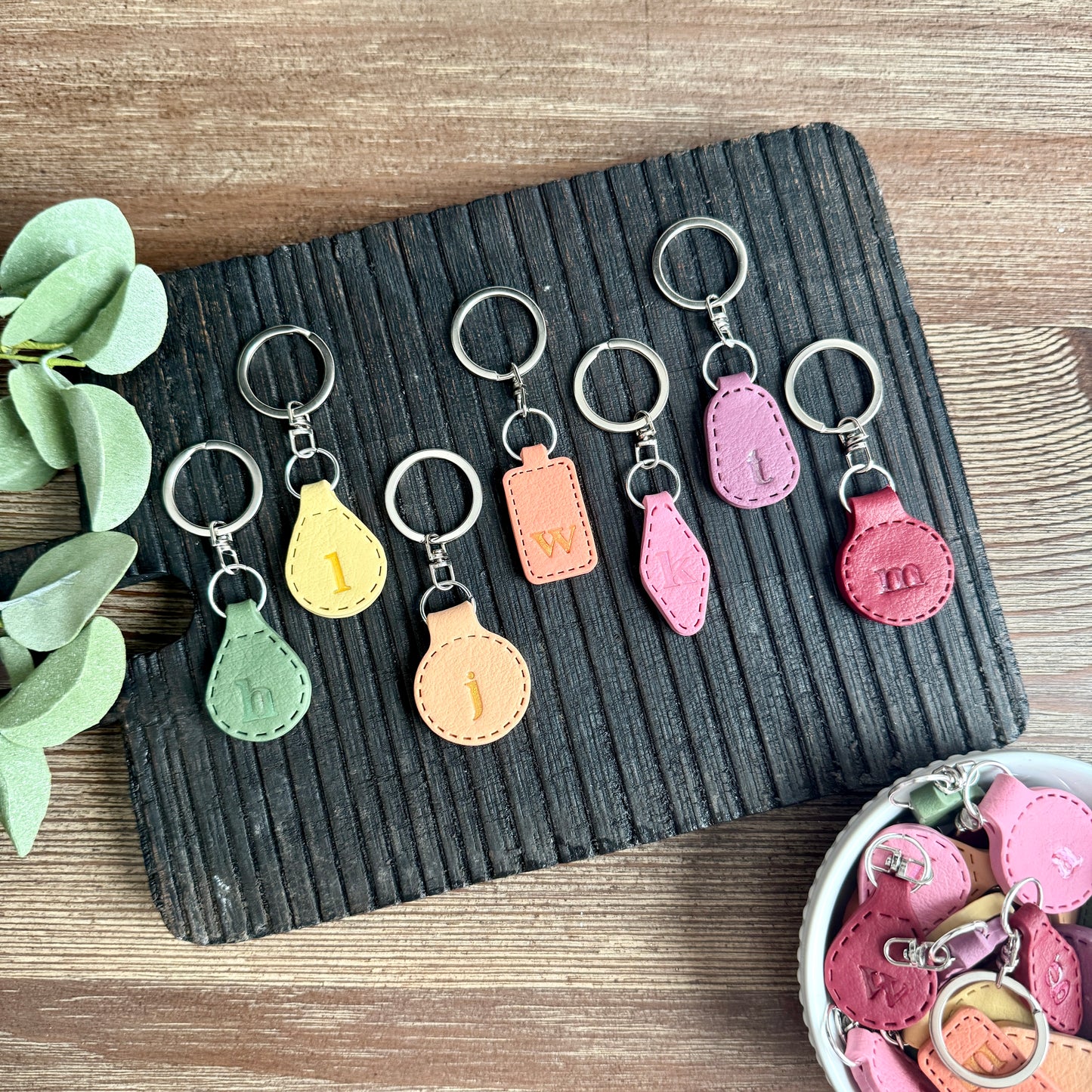 Initial Keychain - Colored Leather