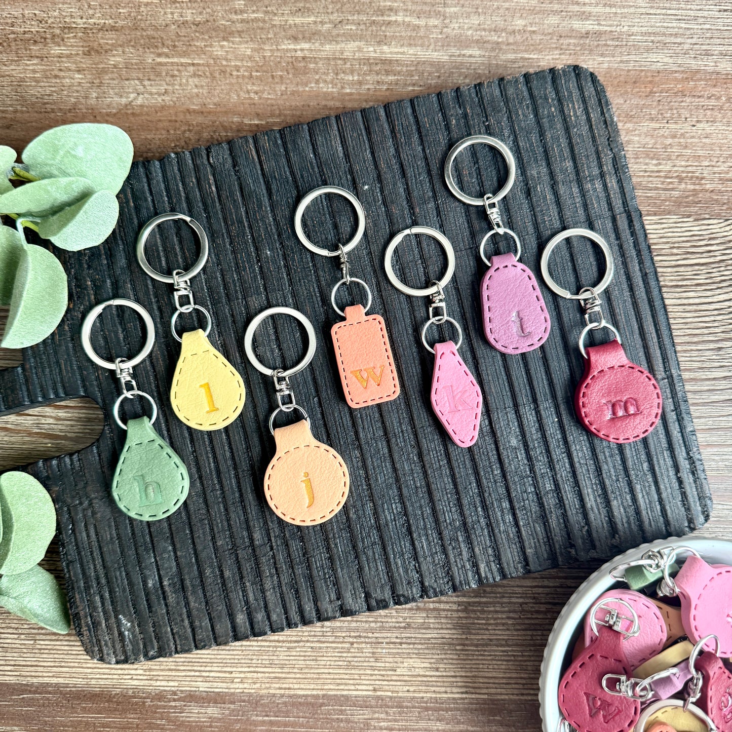 Initial Keychain - Colored Leather