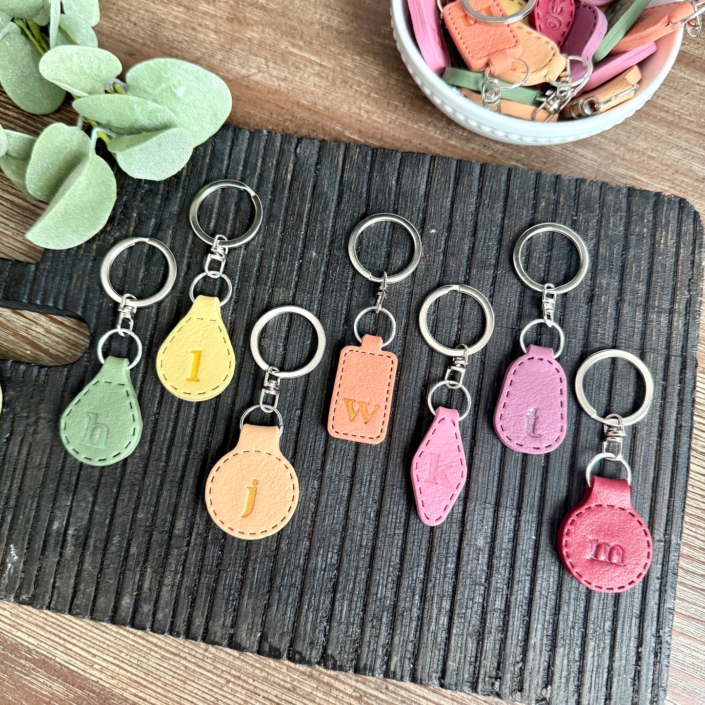 Initial Keychain - Colored Leather