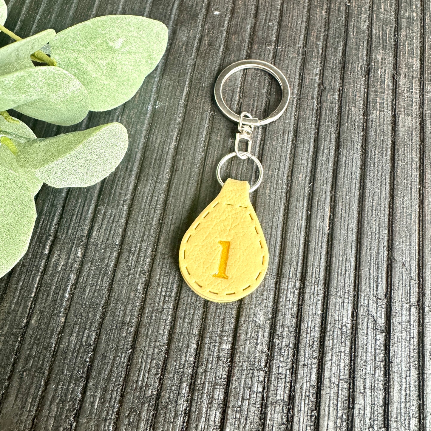 Initial Keychain - Colored Leather