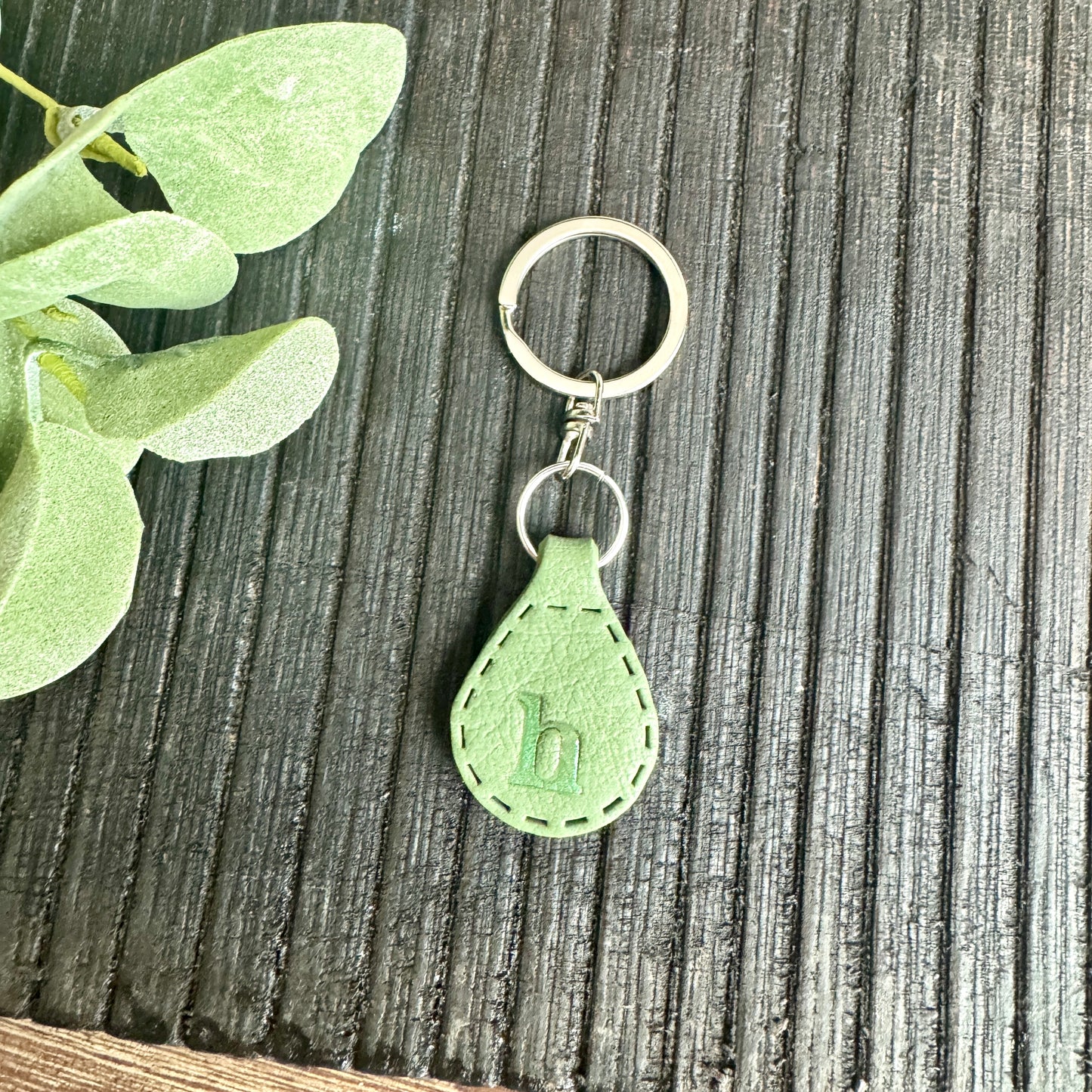 Initial Keychain - Colored Leather