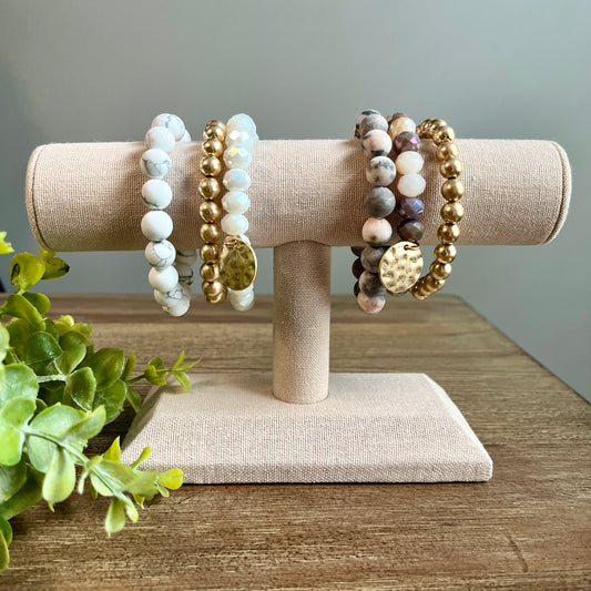 Bracelet Multi Ball Beaded Coin Stackable Set - Multiple Colors