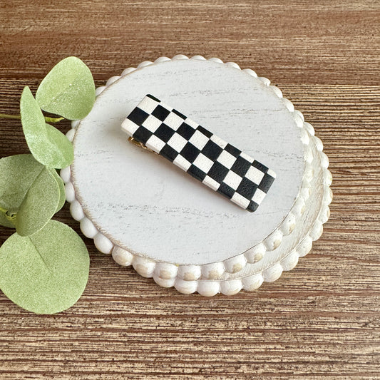 Barrette - Rectangular Checkerboard
