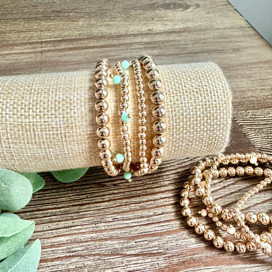 Bracelet Rhinestone And Metallic Beaded Set