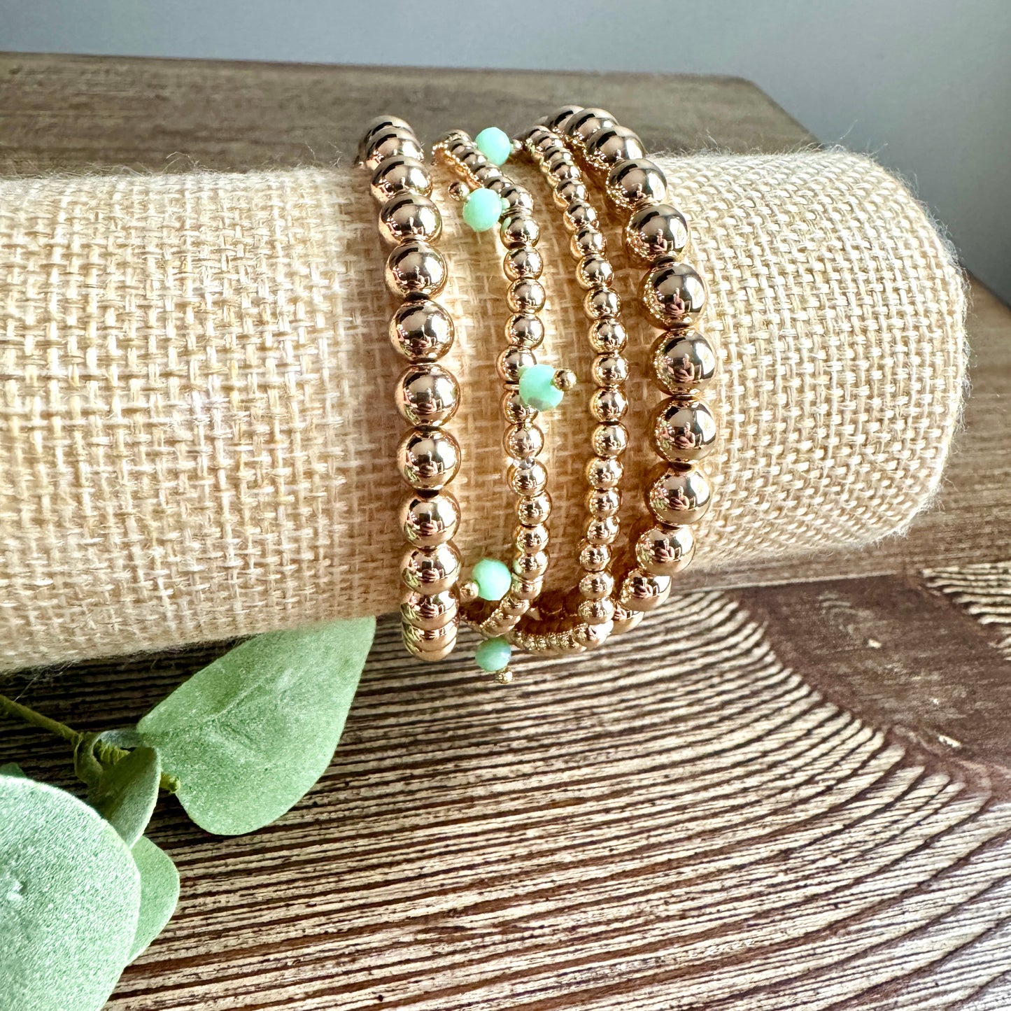 Bracelet Rhinestone And Metallic Beaded Set